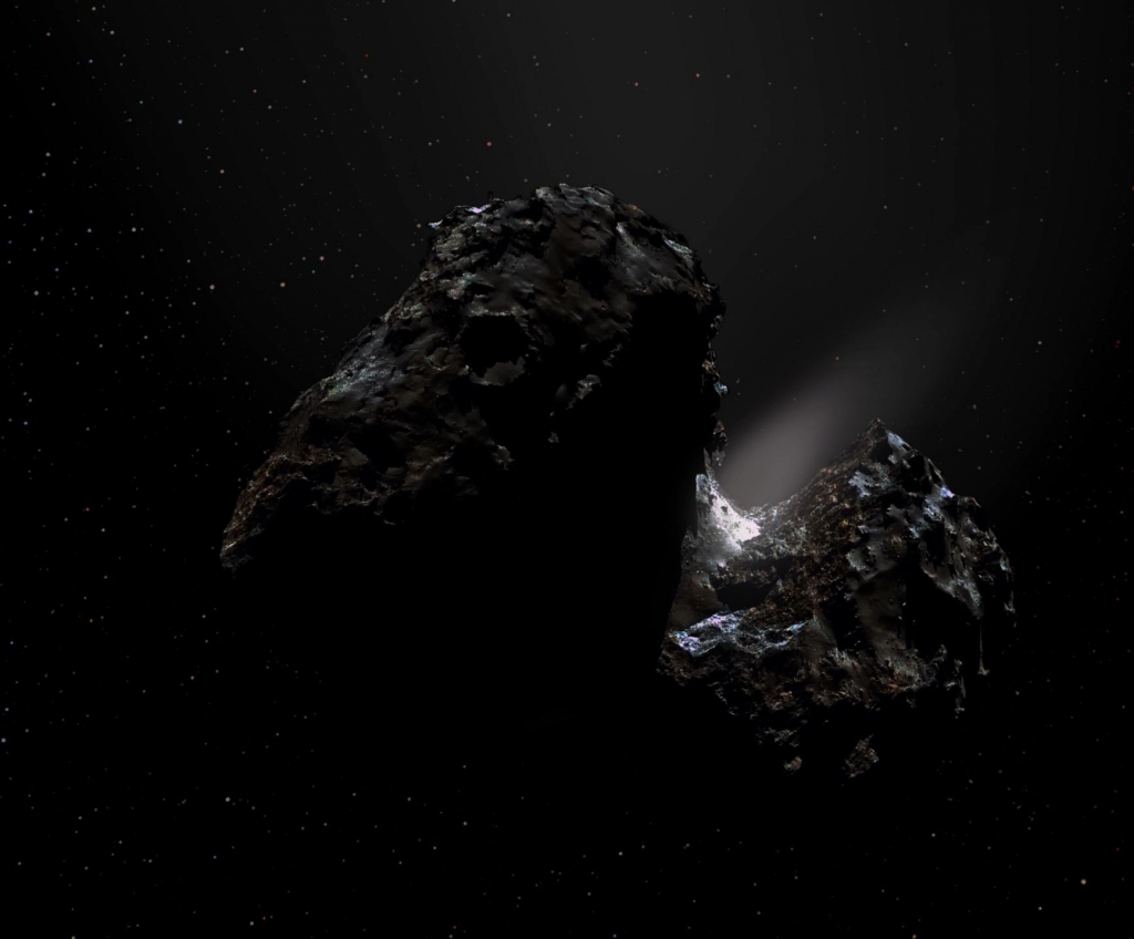 Художественная обработка мозаики кометы, сделанной аппаратом Розетта 17 ноября 2014 года