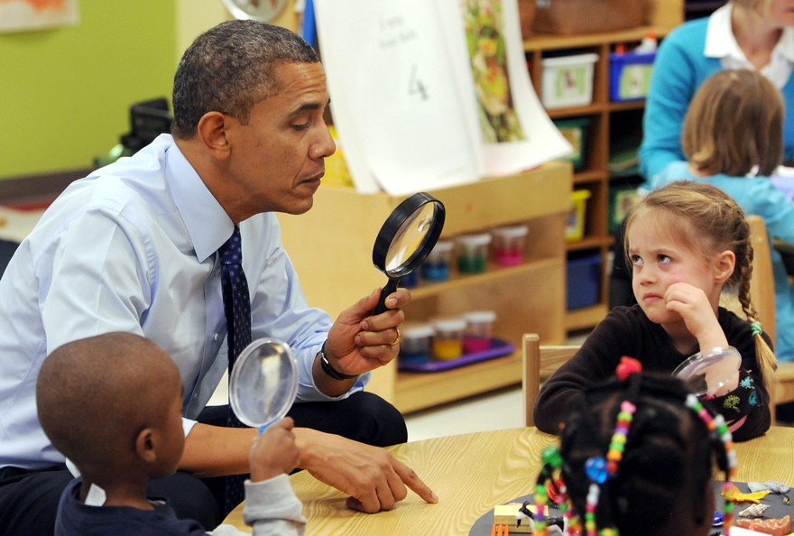 Президент Barack Obama в начальной школе