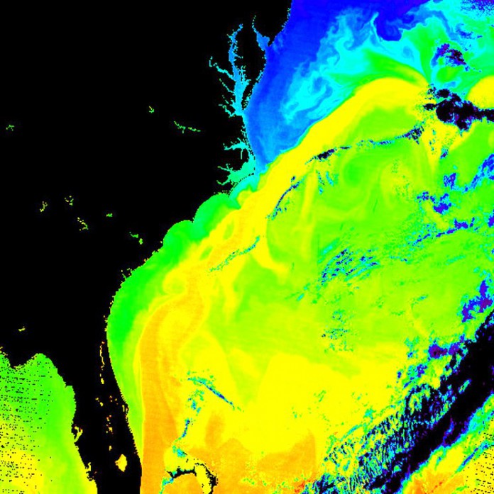 Тепловая карта Гольфстрима в районе Бермудского треугольника