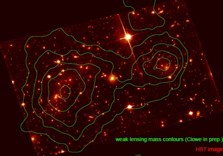 Эффект лензирования в объекте 1E 0657-558, Bullet Cluster