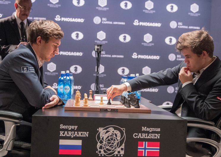 первенство мира по шахматам между Магнусом Карлсеном и Сергеем Карякиным
