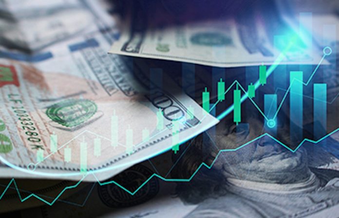 ԱՄՆ դոլարի խմբավորումն ընդդեմ ֆինանսական տվյալների գծապատկերի աճող միտումներով