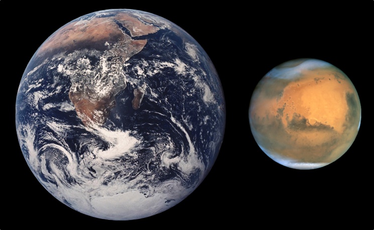 Сравнение планеты Марс с Землёй