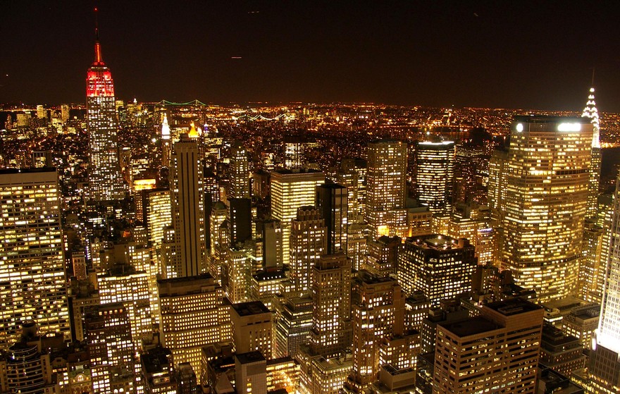 Нью-Йорк - фото ночного мегаполиса