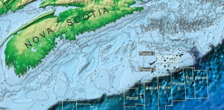 Карта глубин вблизи острова Сейбл