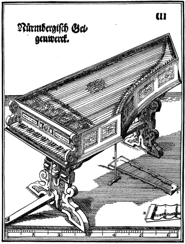 Старинная гравюра с изображением гайгенверка Ганса Гайдна